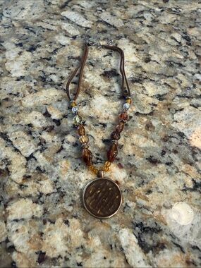 Brown Beaded Pendant Necklace - Women Jewelry